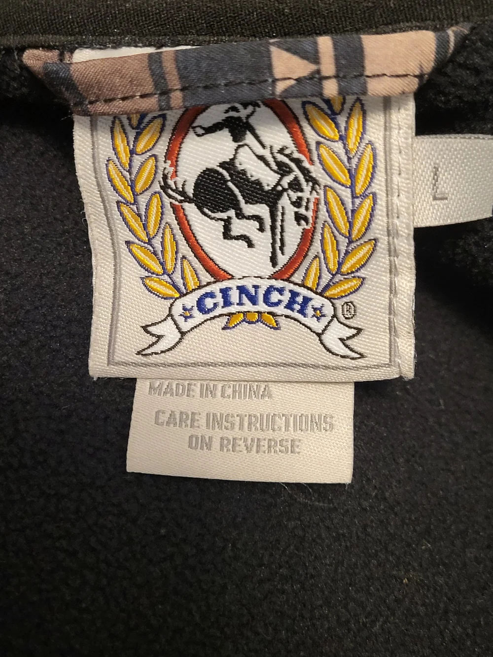 Cinch Black Fleece Jacket with Embroidered Crest